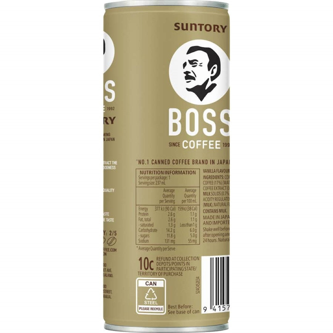 Chilled Boss Iced Coffee Vanilla Latte with creamy vanilla and rich espresso for a refreshing, energizing drink.