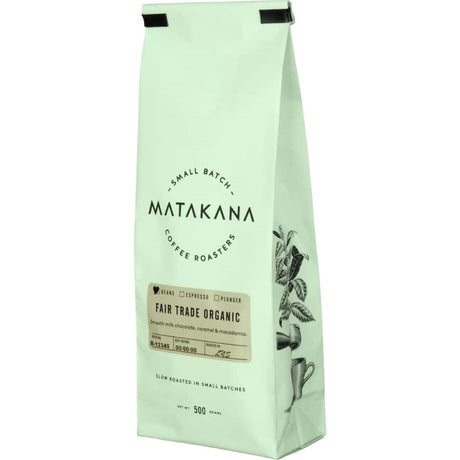 Aromatic Fair Trade Organic coffee beans with hints of cocoa and caramel for a smooth, ethical brew.