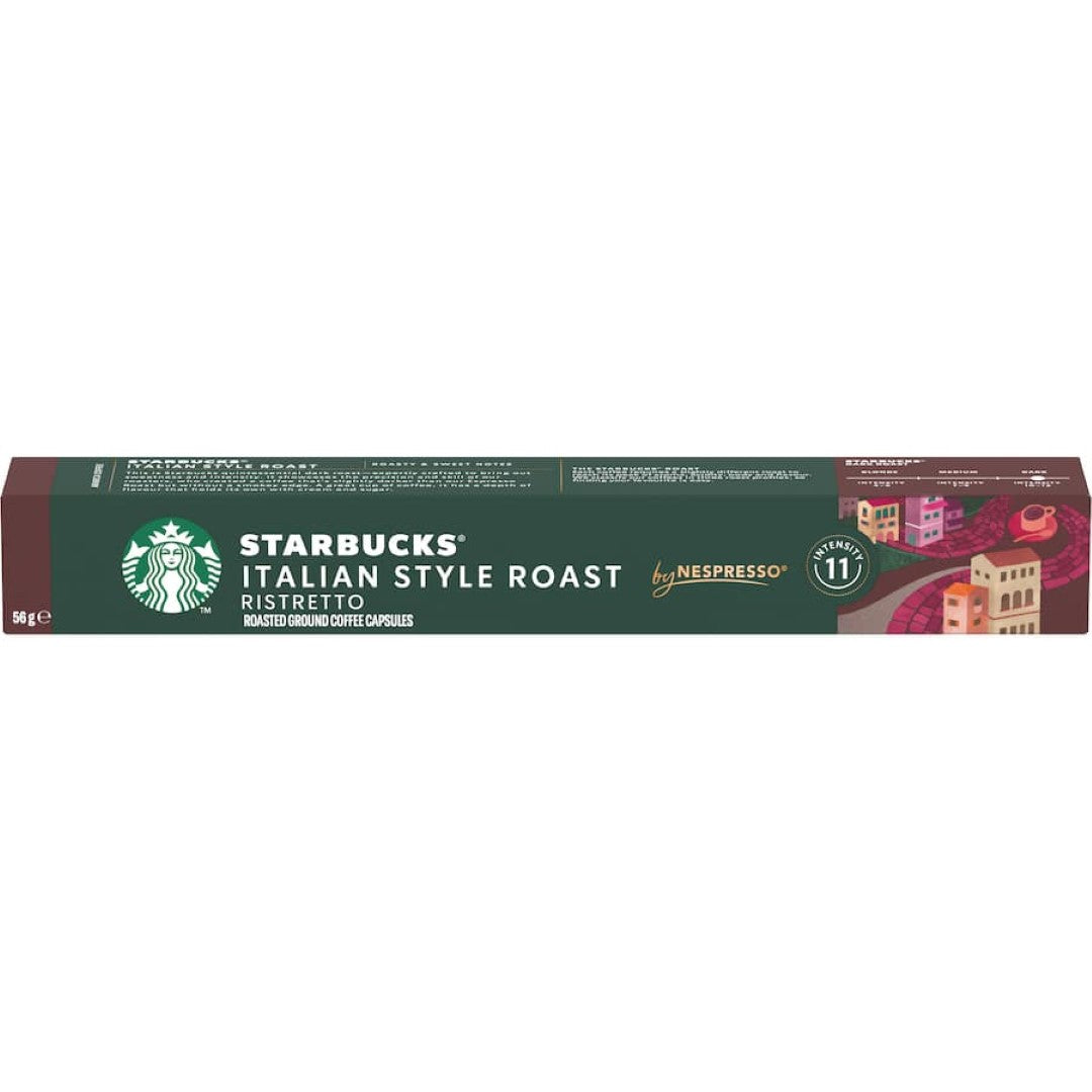 Starbucks By Nespresso Italian Roast coffee pods deliver a rich, bold dark roast with sweet and intense flavors for espresso lovers.