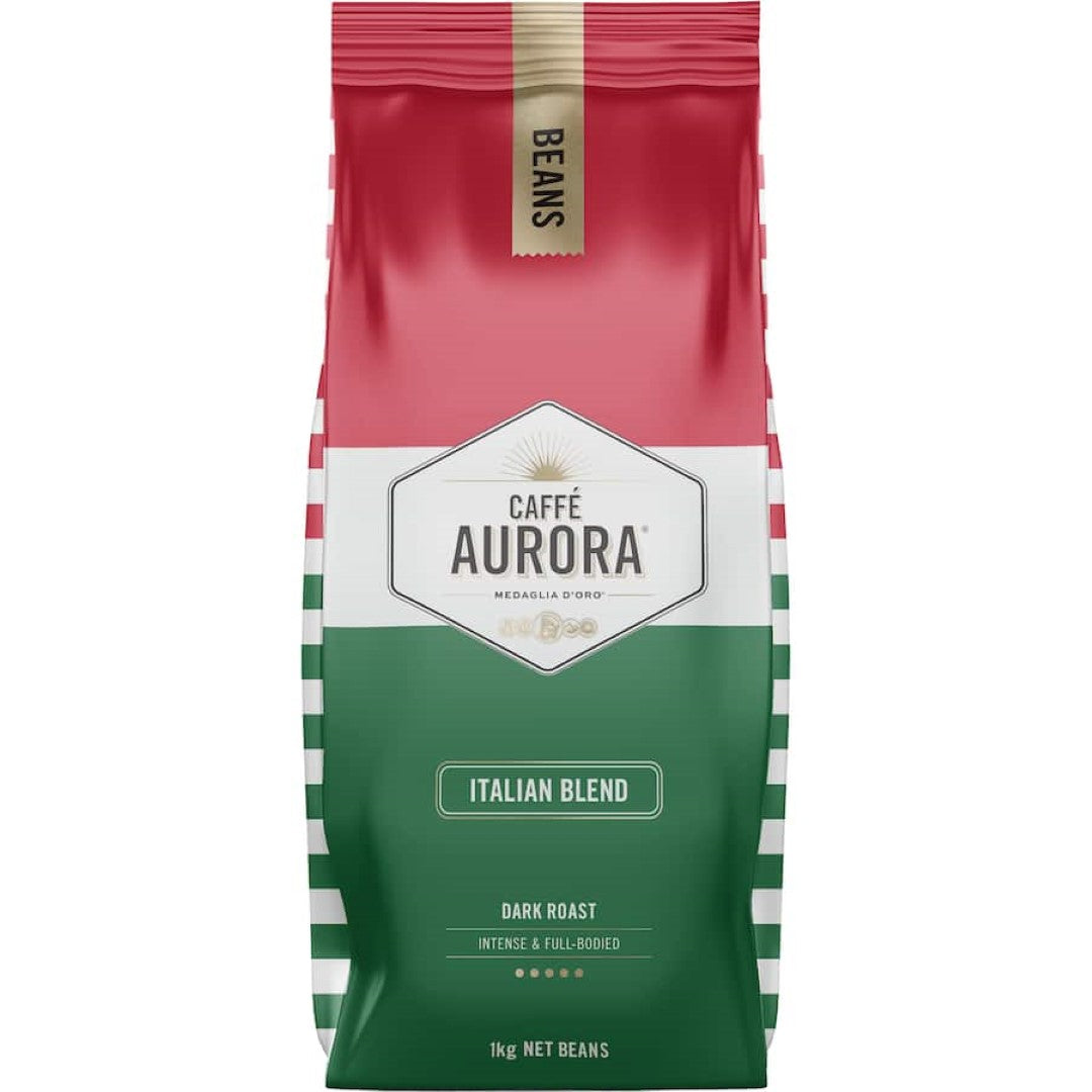 Rich and aromatic Caffe Aurora Italian coffee beans, perfect for espresso and specialty drinks.