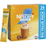 Nescafe 98% Sugar Free Caramel Latte sachets, perfect for creamy, frothy coffee at home or on the go.