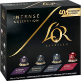 L'Or Espresso Intense Collection capsules, featuring bold blends like Ultimo and Onyx for a rich espresso experience.