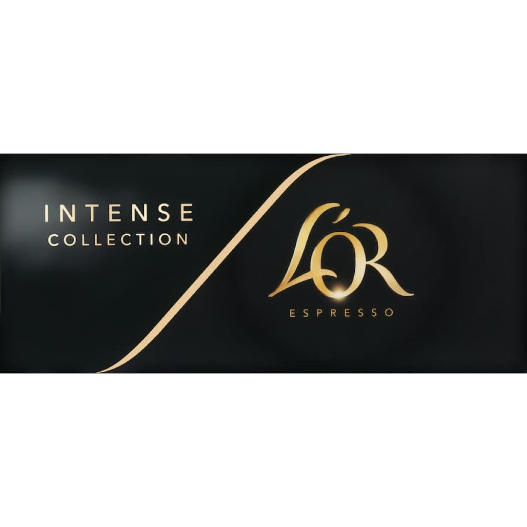 L'Or Espresso Coffee Capsules Intense Collection featuring four bold blends for a rich and aromatic espresso experience.