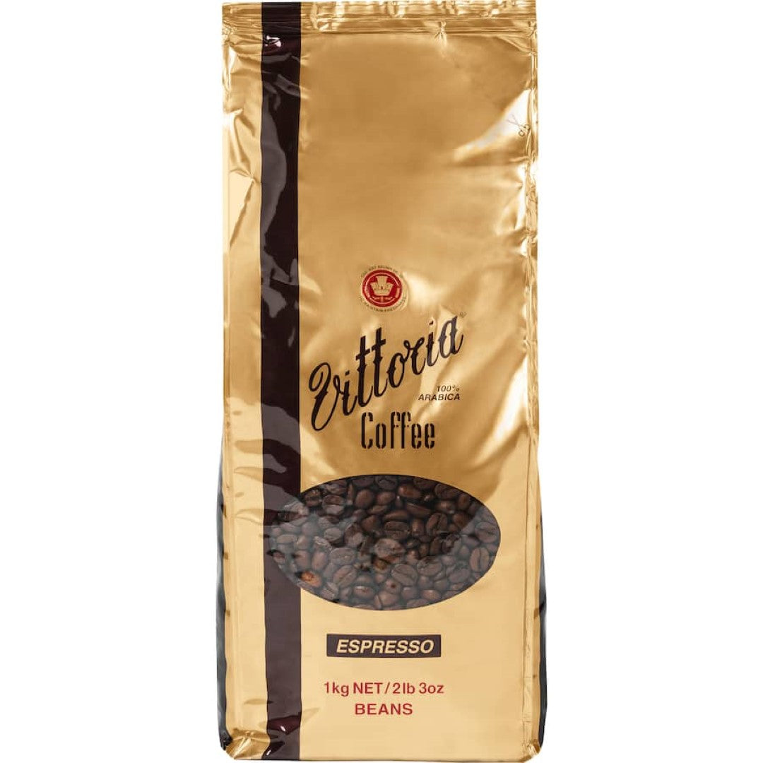 Premium Vittoria Coffee Beans Espresso, crafted from 100% dark-roasted Arabica for rich, bold Italian flavor.