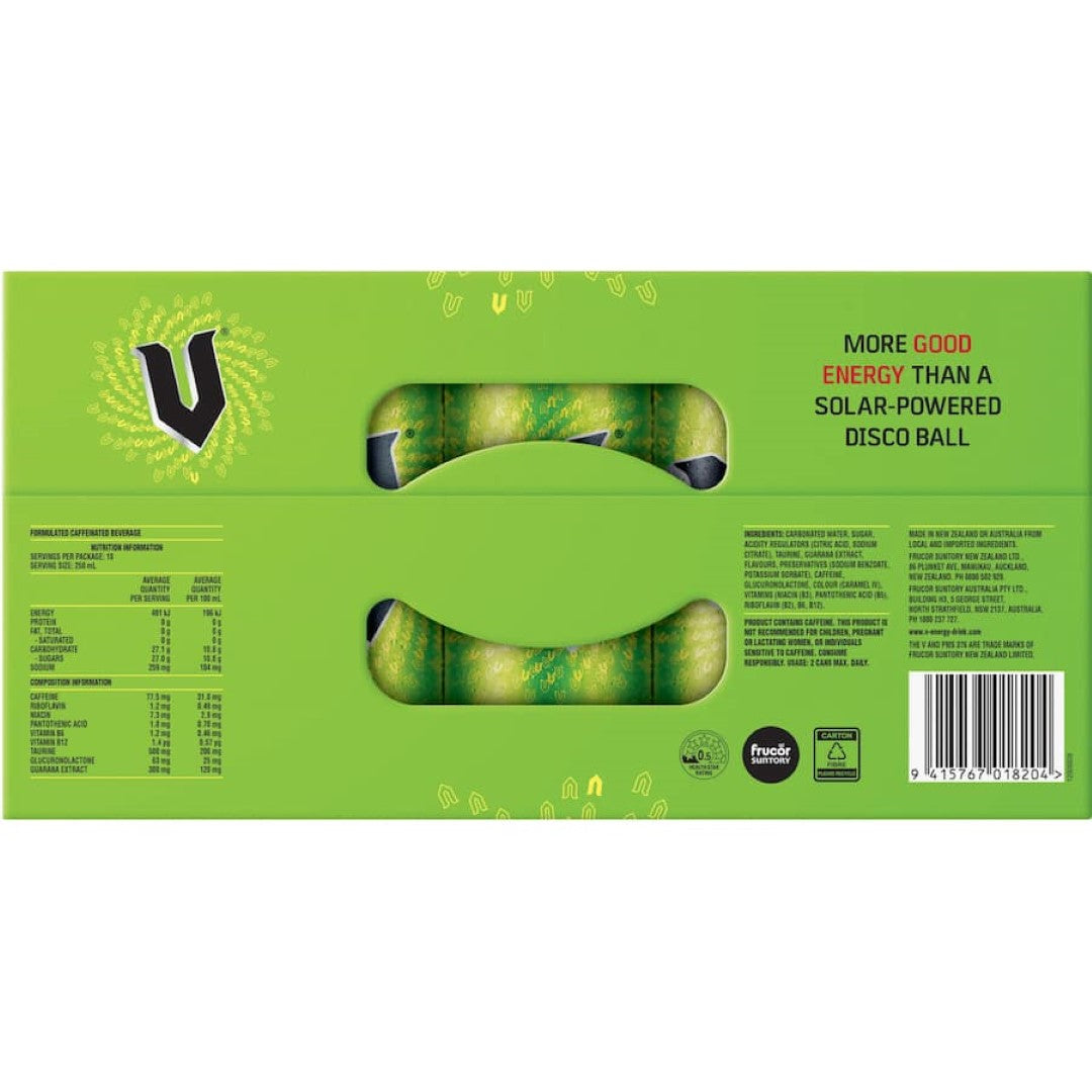 V Green Energy Drink: a refreshing, natural energy boost with vitamins, perfect for busy lifestyles and active routines.