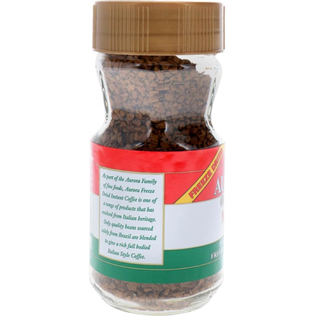 Instant coffee packaging featuring premium Brazilian beans, perfect for a rich Italian-style brew anytime, anywhere.