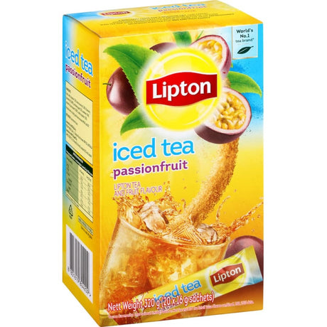 Refreshing Lipton Iced Tea Passionfruit, an exotic blend of iced tea and sweet passionfruit flavors, perfect for summer days.