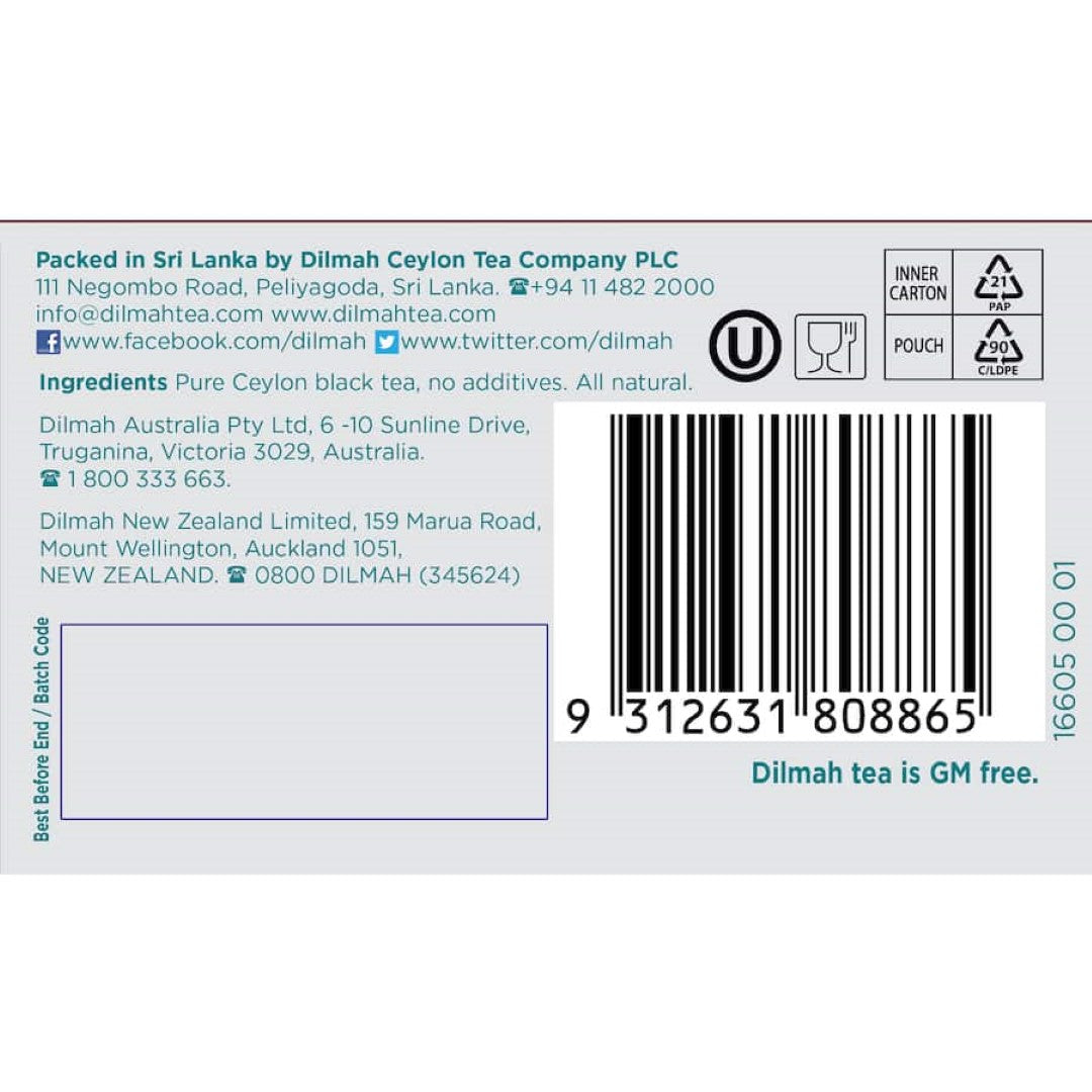 Dilmah Loose Leaf Tea Premium Ceylon: 250g vacuum-sealed black tea with rich flavor, aroma, and quality from Sri Lanka.