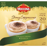 Moccona Strong Cappuccino sachets, 20-pack, rich and creamy with bold flavor, just add hot water for a gourmet treat.