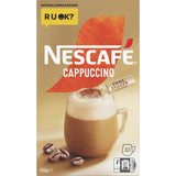 Nescafe Cafe Menu Cappuccino sachets, 10-pack for a creamy, convenient cafe-style coffee experience at home or on the go.