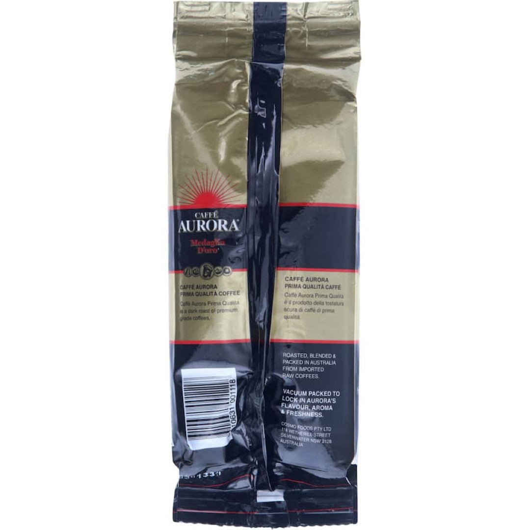 Premium Caffe Aurora Grind Prima Qualita coffee featuring a rich, smooth flavor and versatile brewing options for coffee lovers.