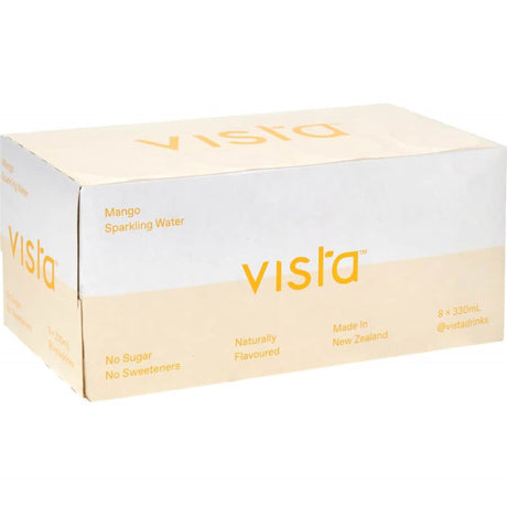 Crisp Vista Sparkling Water Mango can with tropical mango flavor, perfect for refreshing hydration on-the-go.