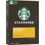 Starbucks Blonde Espresso Roast coffee capsules, offering smooth, bright flavors for Nespresso machines.