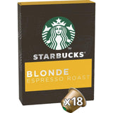 Starbucks Blonde Espresso Roast capsules for Nespresso, offering smooth, light roast coffee with creamy texture and rich flavor.