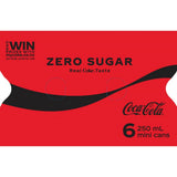 Coca Cola Soft Drink Zero Sugar 250ml cans 6pack