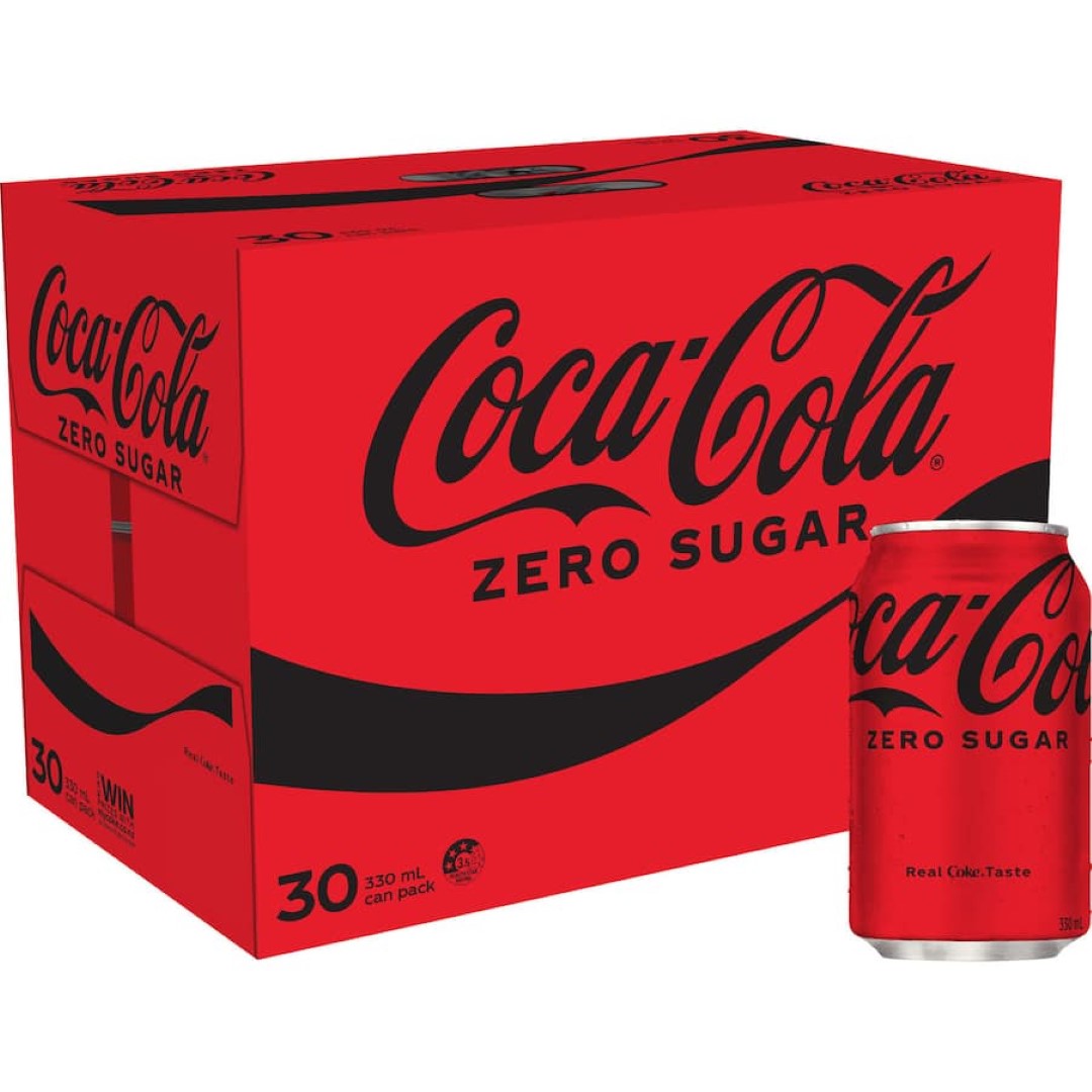 Coca Cola Soft Drink Zero Sugar 330ml cans 30pack