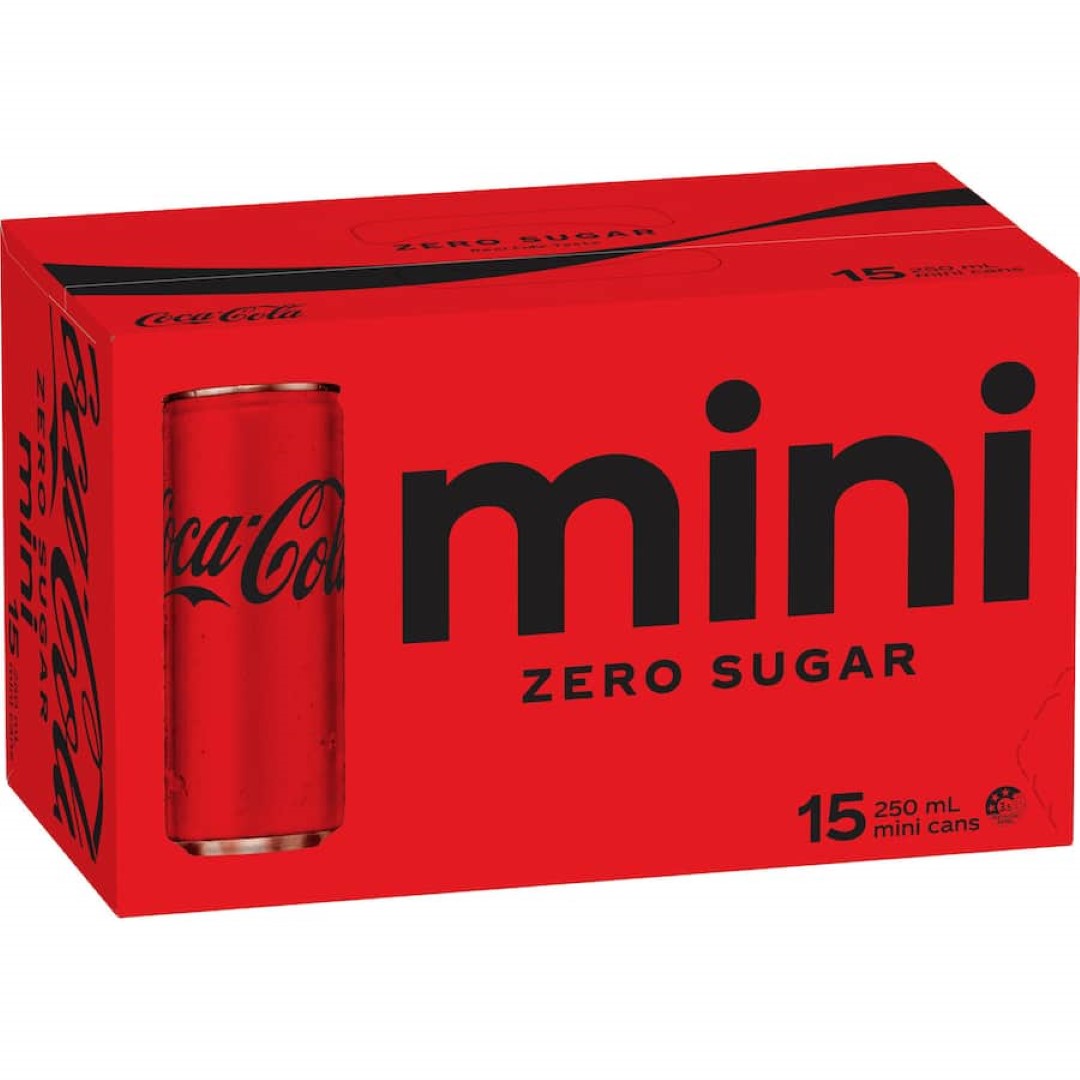 Coca Cola Soft Drink Zero Sugar 250ml cans 15pack