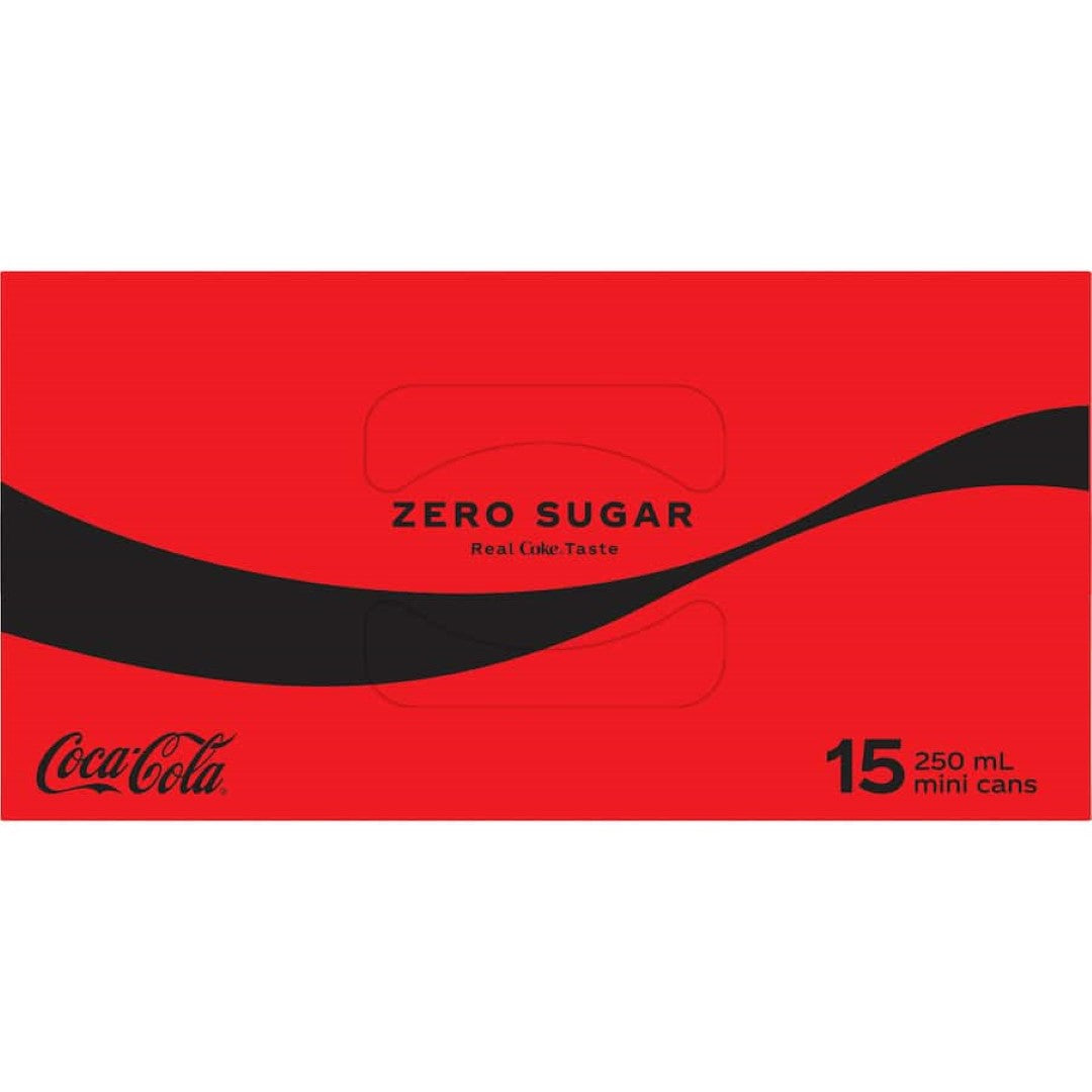 Coca Cola Soft Drink Zero Sugar 250ml cans 15pack