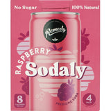 Refreshing Remedy Sodaly Raspberry sparkling drink with natural raspberry flavor, gluten-free and low in calories.