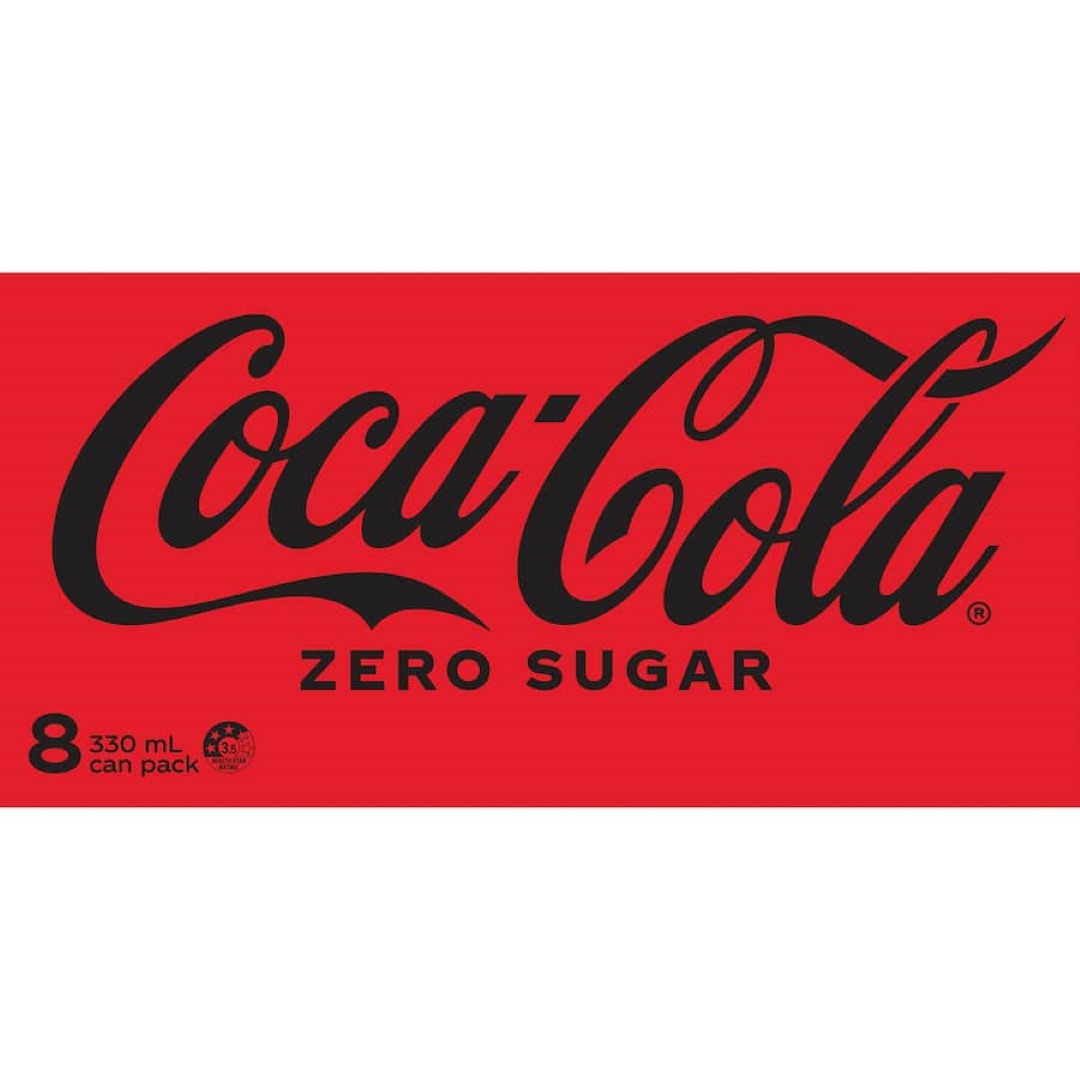Coca Cola Soft Drink Zero Sugar 330ml cans 8pack