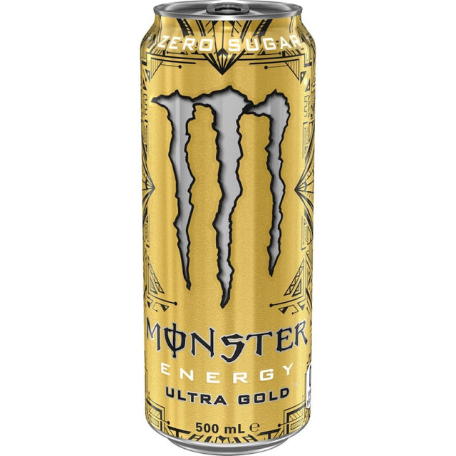 Monster Sugar Free Energy Drink Ultra Gold in a can, delivering energizing flavor with zero sugar for active lifestyles.