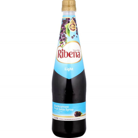 Ribena Concentrate Blackcurrant Light: a vitamin C-rich, guilt-free drink mix made from natural blackcurrants, no added sugar.