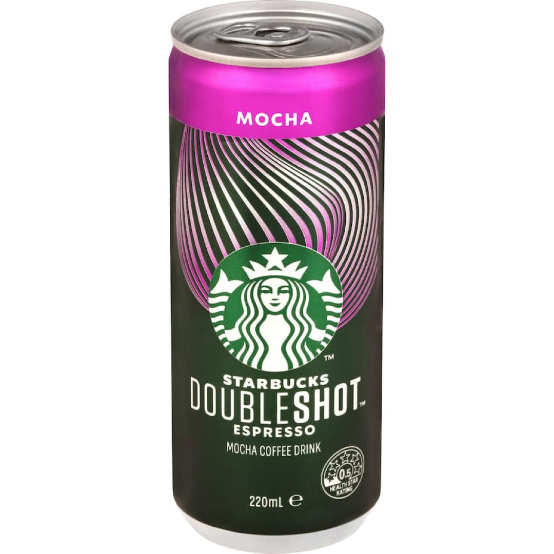 Starbucks Iced Coffee Double Shot Espresso Mocha in a can, featuring rich espresso and creamy mocha for a refreshing energizing treat.