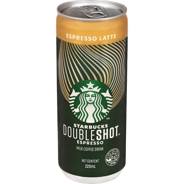 Starbucks Iced Coffee Double Shot Espresso Latte in a sleek can, featuring rich espresso and creamy milk for a refreshing boost.