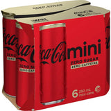 Coca Cola Soft Drink Zero Sugar Zero Caffeine 250ml cans 6pack