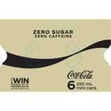 Coca Cola Soft Drink Zero Sugar Zero Caffeine 250ml cans 6pack