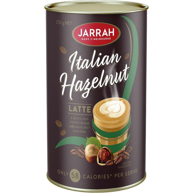 Jarrah Coffee Mix Italian Hazelnut - a rich blend of premium coffee with creamy hazelnut flavor, perfect for guilt-free indulgence.