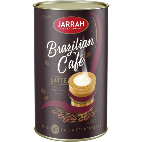 Jarrah Coffee Mix Brazil Cafe Latte offers a creamy, instant blend of rich Brazilian coffee flavors with no sugar or milk needed.