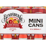 Bundaberg Sparkling Blood Orange soft drink in a mini 200ml can, featuring bold flavor made from real blood oranges.