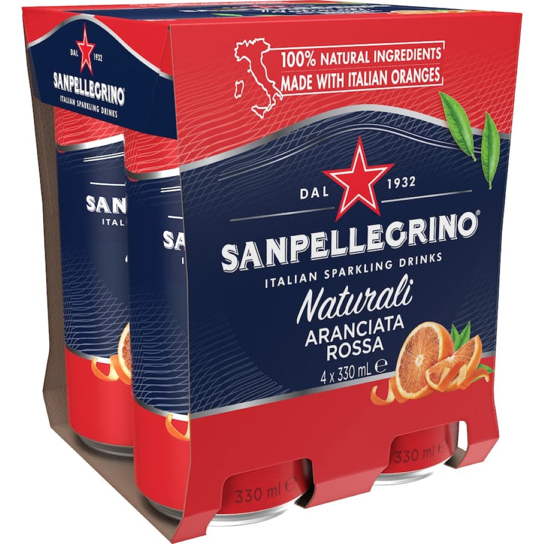 San Pellegrino Aranciata Rossa: sparkling blood orange beverage, refreshing and perfect for any occasion.