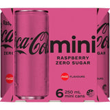 Coca Cola Raspberry Zero Sugar, a bubbly soda with classic taste and fruity raspberry flavor, guilt-free and caffeine-free.