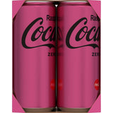 Coca Cola Raspberry Zero Sugar: refreshing soda with classic flavor and fruity raspberry twist, all without sugar.