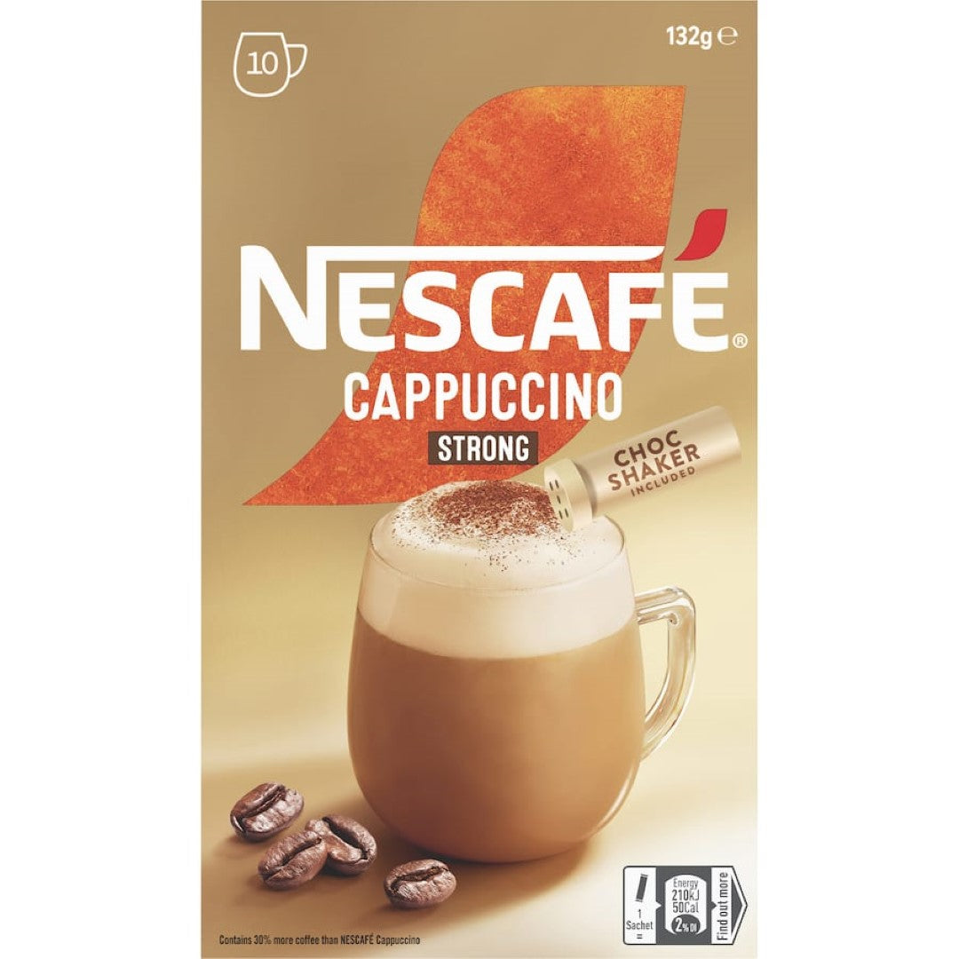 Nescafe Cafe Menu Cappuccino Strong sachets offer rich, creamy coffee flavor—just add hot water for a café-style experience.