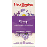 Healtheries Sleep Herbal Tea featuring chamomile and passionflower, promoting relaxation and restful sleep.