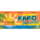 Refreshing Raro Beverage Mix Tropical in three 80g packets, perfect for making 1L of tasty, vitamin C-infused drinks.