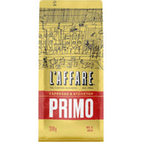 Alt text: "L'affare Espresso Grind Primo coffee blend featuring top-grade beans from Africa and the Americas, rich and complex flavors."