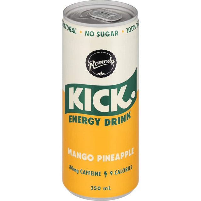 A refreshing no-sugar kombucha with tropical mango and pineapple flavors, promoting gut health and hydration.