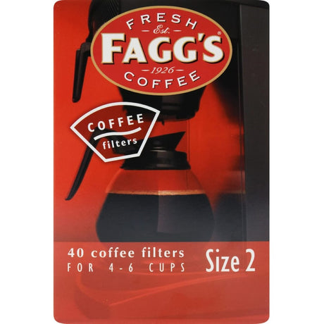 Faggs Coffee Filters 1x2 for rich flavor and smooth brewing, perfect for home or professional barista use.