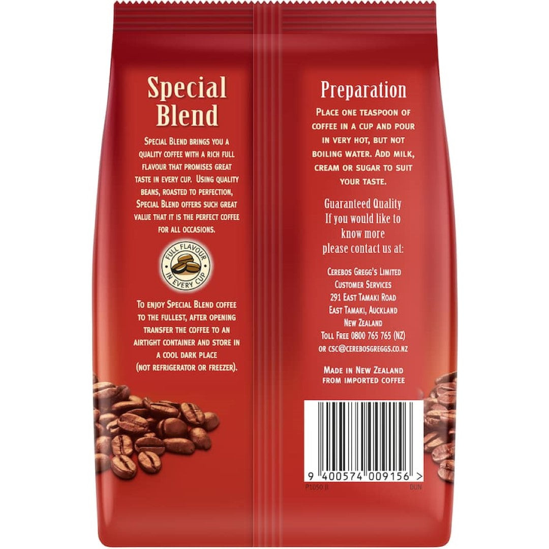 A bag of Special Blend Granulated Instant Coffee showcasing rich flavor and quality, ideal for quick, convenient coffee moments.