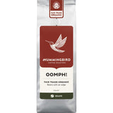 Hummingbird Fair Trade Organic Fresh Whole Beans Coffee Oomph! featuring medium roast, milk chocolate notes, and ethical sourcing.