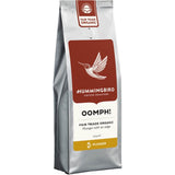 Hummingbird Fair Trade Organic Coffee Oomph! in 200g pack, featuring medium roast with milk chocolate notes and sweet finish.