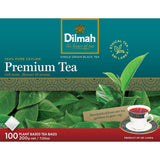 Tagless tea bags of Dilmah's premium Ceylon black tea, offering rich flavor and aroma in an airtight pouch for freshness.