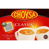 Choysa Tea Classic showcases a rich Kiwi heritage with a vibrant red and yellow logo, perfect for tea lovers since 1905.