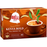 Alt text: "Bell Special Blend Tea Kenya Bold featuring 80 bags of robust black tea from Kenya and Ceylon, sustainably sourced."