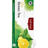 Refreshing Red Seal Green Tea infused with zesty lemon and warming ginger, rich in antioxidants for wellness.