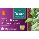 Dilmah Green Tea with Jasmine Petals: premium tea bags featuring bold leaves and fragrant jasmine for a soothing experience.